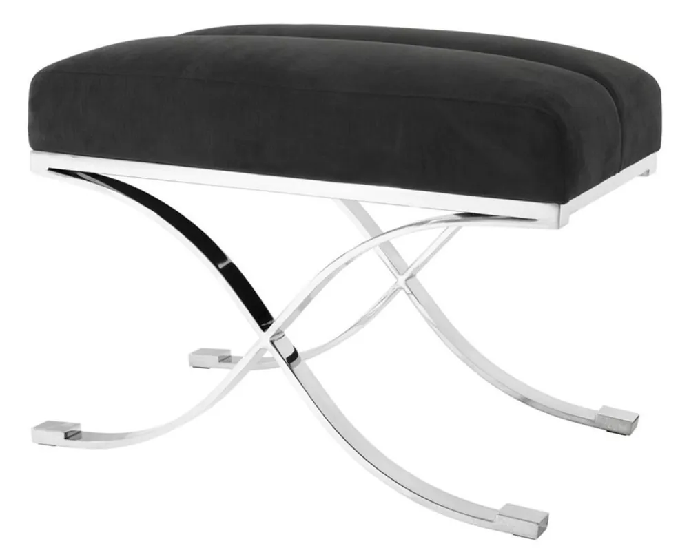 Casa Padrino Luxus Hocker Anthrazitgrau 69 x 42 x H. 51 cm - Designermöbel Bestpreis