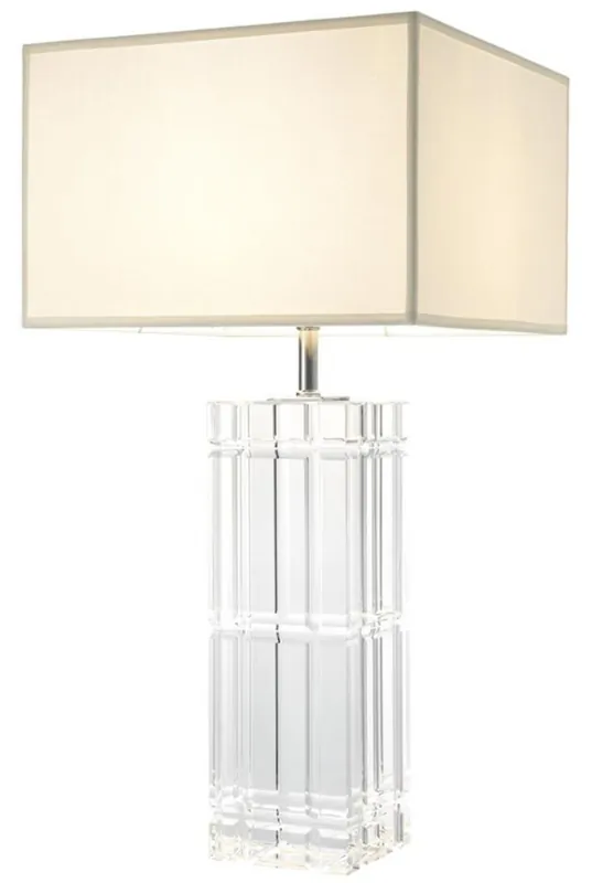 Geprüft Casa Padrino Luxus Designer Hotel Kristallglas Tischleuchte mit weißem Lampenschirm - Limited Edition