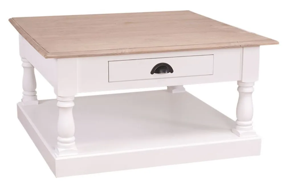 Markenprodukt Casa Padrino Landhausstil Couchtisch mit Schublade 90 x 90 x H. 47 cm - Landhausstil Möbel