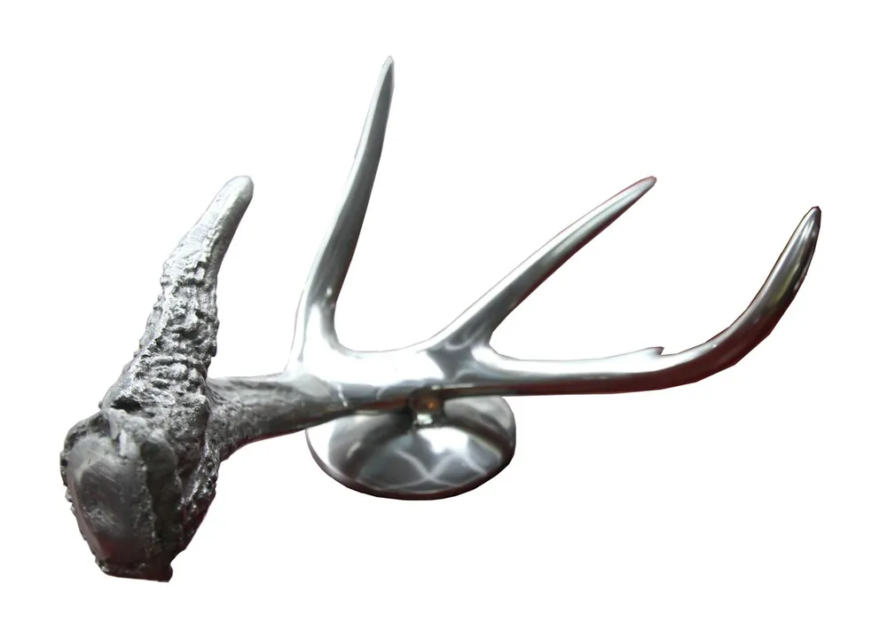 Nur Für Kurze Zeit Casa Padrino Deko Horn - Aluminium vernickelt - Luxus Schreibtisch Dekoration