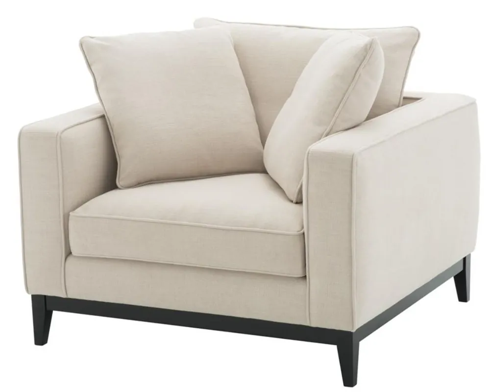 Casa Padrino Luxus Wohnzimmer Sessel Naturfarbig 116 x 106 x H. 94 cm - Luxus Möbel Nur Für Kurze Zeit