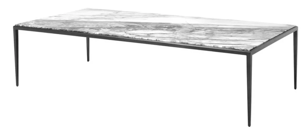Casa Padrino Couchtisch in bronze mit weißer Marmorplatte 160 x 78 x H. 40 cm - Luxus Wohnzimmermöbel Kracherpreis