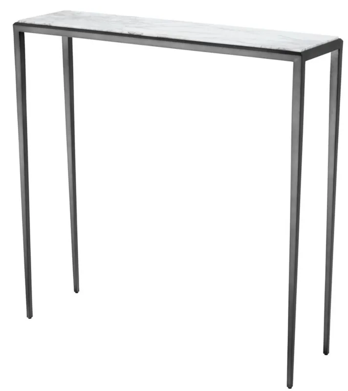 Preisknaller Casa Padrino Wohnzimmer Konsole in bronze mit weißer Marmorplatte 90 x 24,5 x H. 90 cm - Luxus Möbel
