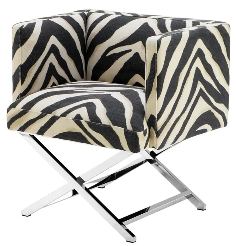 Preisreduziert Casa Padrino Luxus Club Sessel im Zebra Design 68 x 57 x H. 74 cm - Art Deco Möbel