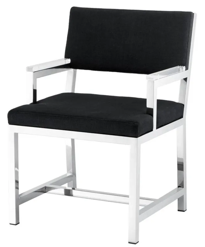 Casa Padrino Designer Stuhl mit Armlehnen 55 x 59 x H. 82 cm - Luxus Büromöbel Neu