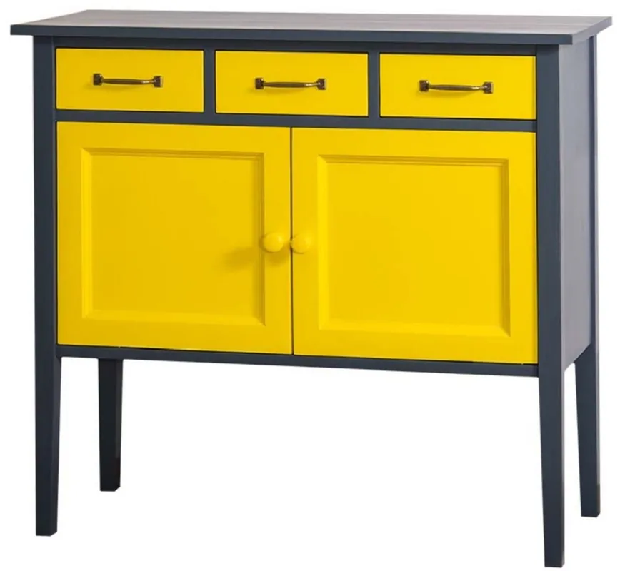 Casa Padrino Landhausstil Kommode mit 3 Schubladen und 2 Türen Dunkelgrau / Gelb 100 x 41 x H. 90 cm - Landhausstil Möbel Schneller Versand