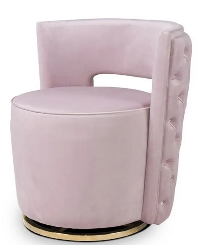 Expressversand Casa Padrino Luxus Chesterfield Drehsessel Rosa 65 x 58 x H. 69 cm - Samt Sessel - Luxus Möbel