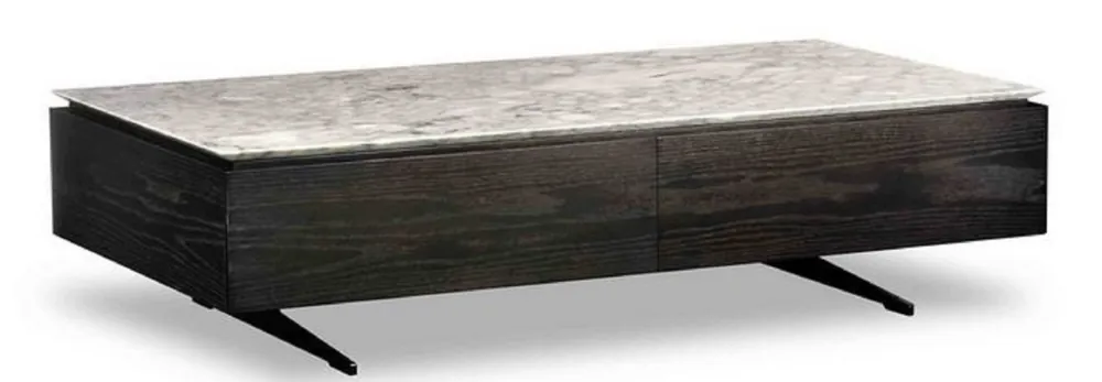Neue Kollektion Casa Padrino Luxus Couchtisch mit 2 Schubladen Schwarz / Weiß 150 x 80 x H. 38 cm - Wohnzimmertisch mit Marmorplatte - Luxus Möbel