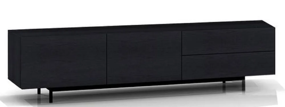 Garantierte Lieferung Casa Padrino Luxus Fernsehschrank mit 2 Türen und 2 Schubladen Schwarz 180 x 50 x H. 46 cm - Massiver Eichenholz Schrank - Luxus Möbel