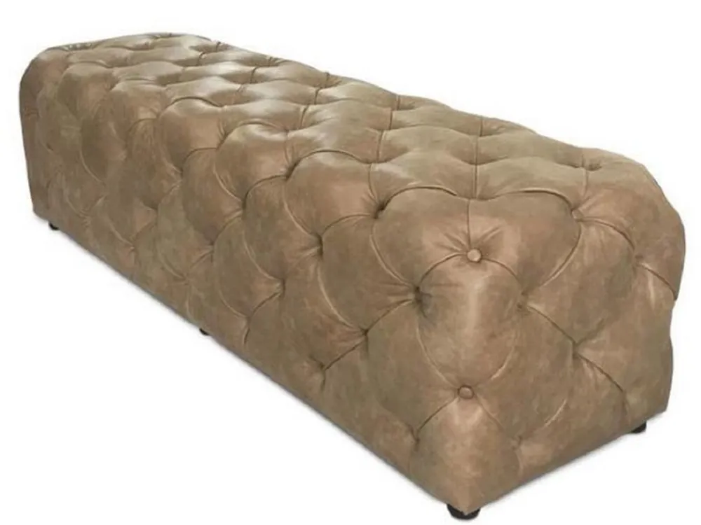 Casa Padrino Luxus Chesterfield Echtleder Sitzbank Braun 158 x 47 x H. 45 cm - Chesterfield Möbel Finale Aktion
