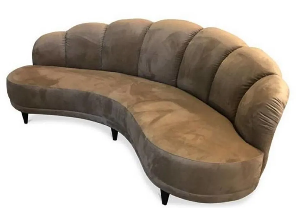 Top-Preis Casa Padrino Luxus Sofa Haselnussbraun / Schwarz 231 x 124 x H. 85 cm - Gebogenes Samt Sofa - Wohnzimmer Möbel