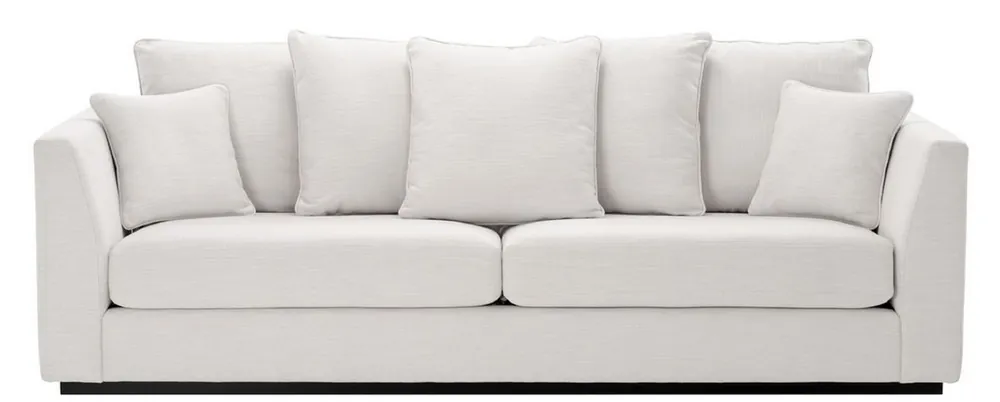 Casa Padrino Wohnzimmer Sofa mit 7 Kissen Weiß / Schwarz 255 x 100 x H. 90 cm - Luxus Couch - Wohnzimmer Möbel Jetzt Kaufen