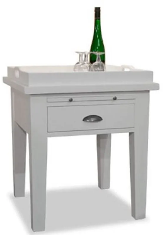 Casa Padrino Landhausstil Beistelltisch mit abnehmbarem Tablett Weiß 60 x 68 x H. 60 cm - Landhausstil Möbel Sonderangebot