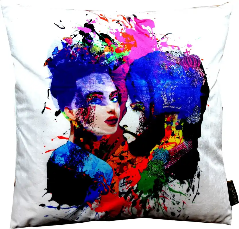 Schnäppchen Harald Glööckler Designer Deko Kissen Pompöös by Casa Padrino mit Glitzersteinen Purple-Blue - Art Collection -