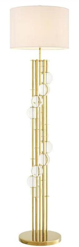 Heißes Angebot Casa Padrino Luxus Stehleuchte Gold / Weiß Ø 48 x H. 176 cm - Designer Lampe mit Kristallglas - Luxus Wohnzimmer Lampe
