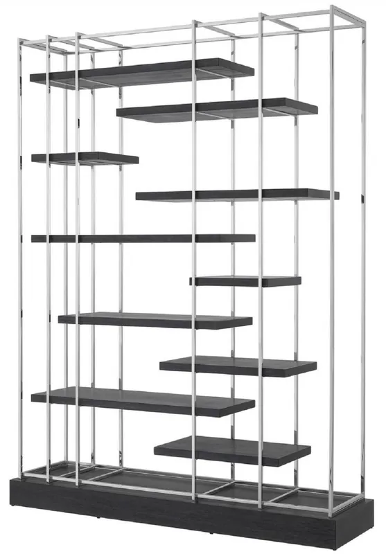 Preis Gesenkt Casa Padrino Luxus Regalschrank Schwarz / Silber 166 x 45 x H. 222 cm - Wohnzimmerschrank - Luxus Möbel