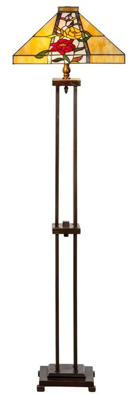 Casa Padrino Luxus Tiffany Stehleuchte Braun / Mehrfarbig 40 x 40 x H. 145 cm - Handgefertigt Tiffany Lampe aus 352 Teilen Online Kaufen