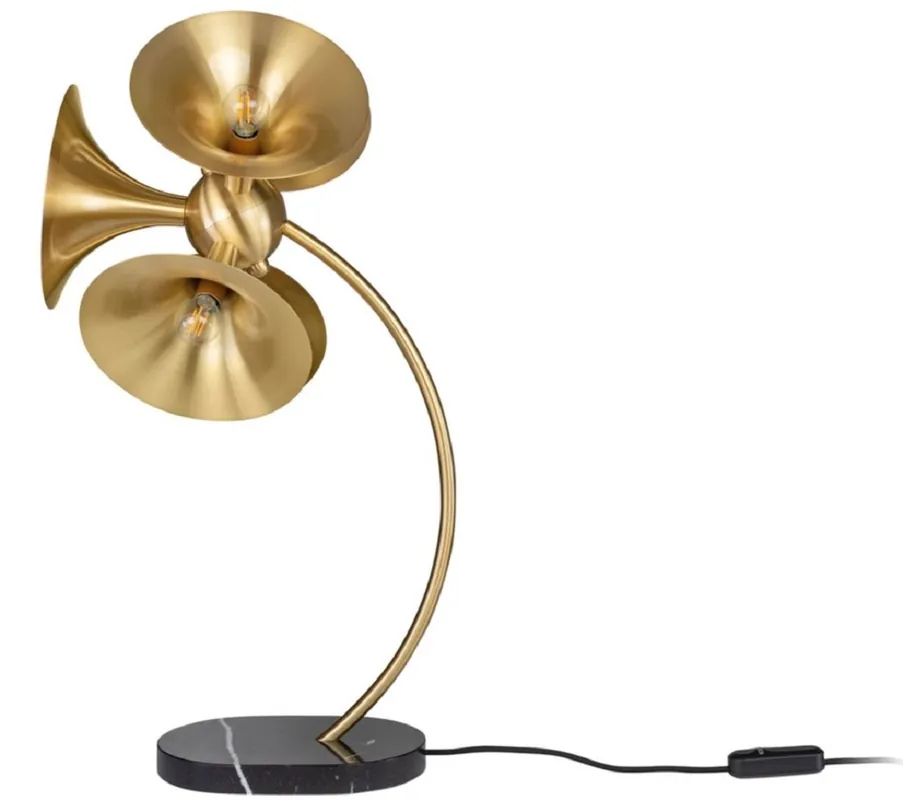 Casa Padrino Luxus Tischleuchte Messingfarben / Schwarz 41 x 41 x H. 77 cm - Schreibtischlampe - Messing Lampe mit Marmorfuß - Wohnzimmer Lampe - Büro Lampe Super-Preis