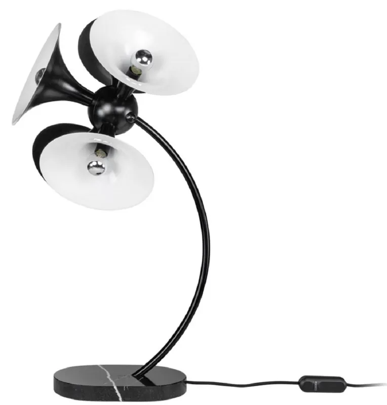 Casa Padrino Luxus Tischleuchte Schwarz / Weiß 41 x 41 x H. 77 cm - Schreibtischlampe - Aluminium Lampe mit Marmorfuß - Wohnzimmer Lampe - Büro Lampe Online Kaufen