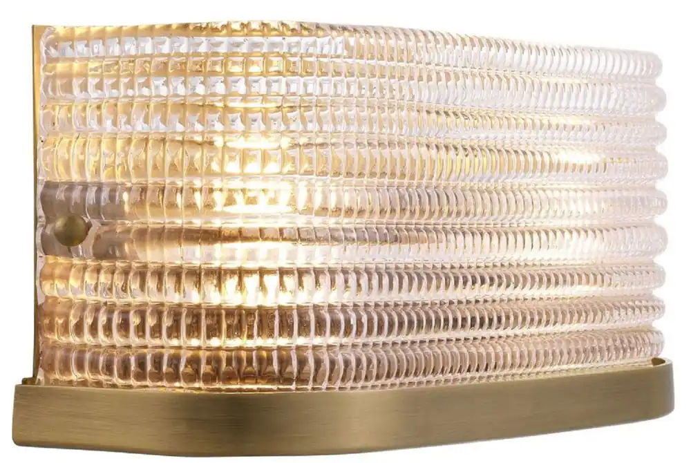 Casa Padrino Luxus Wandleuchte Antik Messingfarben 29,5 x 11,5 x H. 12,5 cm - Wohnzimmerlampe mit Glas Lampenschirm Bestseller