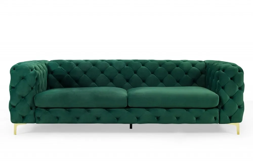 Markenprodukt Casa Padrino Chesterfield Sofa in Grün / Gold 240 x 97 x H. 73cm - Designer Chesterfield Sofa