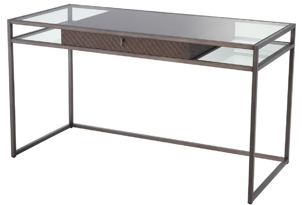Preisknaller Casa Padrino Luxus Schreibtisch mit Schublade Bronze 135 x 60 x H. 75,5 cm - Luxus Qualität - Luxus Büromöbel