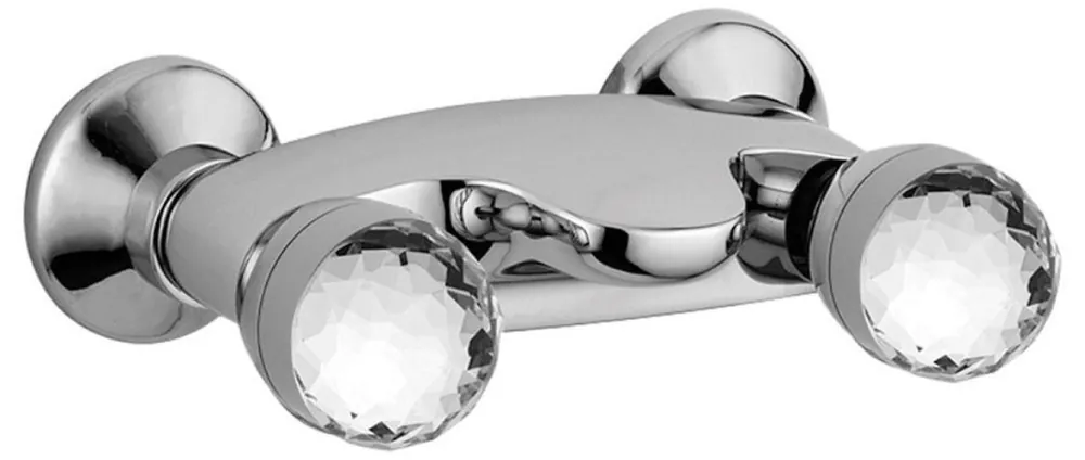 Casa Padrino Luxus Aufputz- Brausebatterie mit Swarovski Kristallglas Silber 20 x 13,5 x H. 7 cm - Badewannen Armatur - Erstklassische Qualität - Made in Italy Schnäppchen