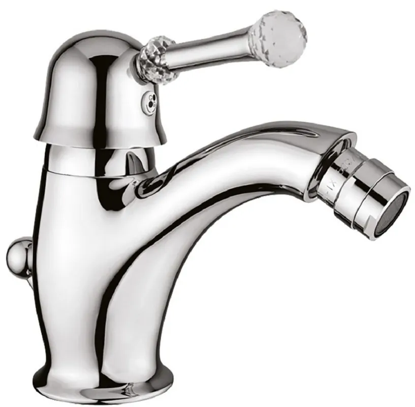 Casa Padrino Luxus Waschtischarmatur mit Swarovski Kristallglas Silber H. 14 cm - Einhand Waschtischbatterie - Luxus Bad Zubehör Meistverkauft
