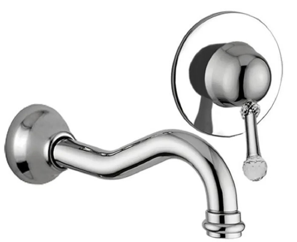 Casa Padrino Luxus Waschtisch 2-Loch-Wandarmatur mit Swarovski Kristallglas Silber - Waschtischarmaturen Set - Einhebelmischer & Wasserhahn - Nostalgisches Bad Zubehör Jetzt Bestellen