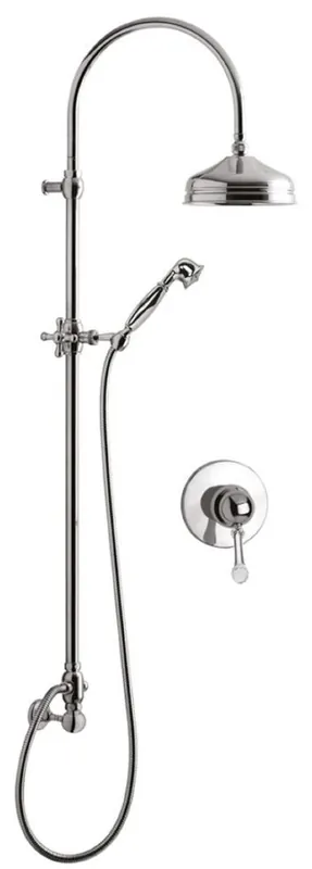 Kracherpreis Casa Padrino Luxus Jugendstil Duscharmaturen Set mit Swarovski Kristallglas Silber - Einhelbelmischer mit Duschsäule und Handbrause - Retro Badezimmer Duschgarnitur