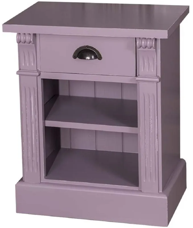 Mega-Angebot Casa Padrino Landhausstil Nachttisch mit Schublade und Regal Antik Lila 49 x 33 x H. 60 cm - Massivholz Nachtkommode - Nachtschrank - Landhausstil Schlafzimmermöbel