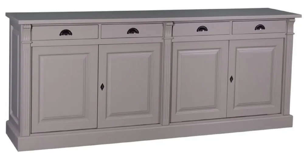 Expressversand Casa Padrino Landhausstil Küchenschrank mit 4 Türen und 4 Schubladen Grau 219 x 51 x H. 90 cm - Massivholz Schrank - Landhausstil Möbel