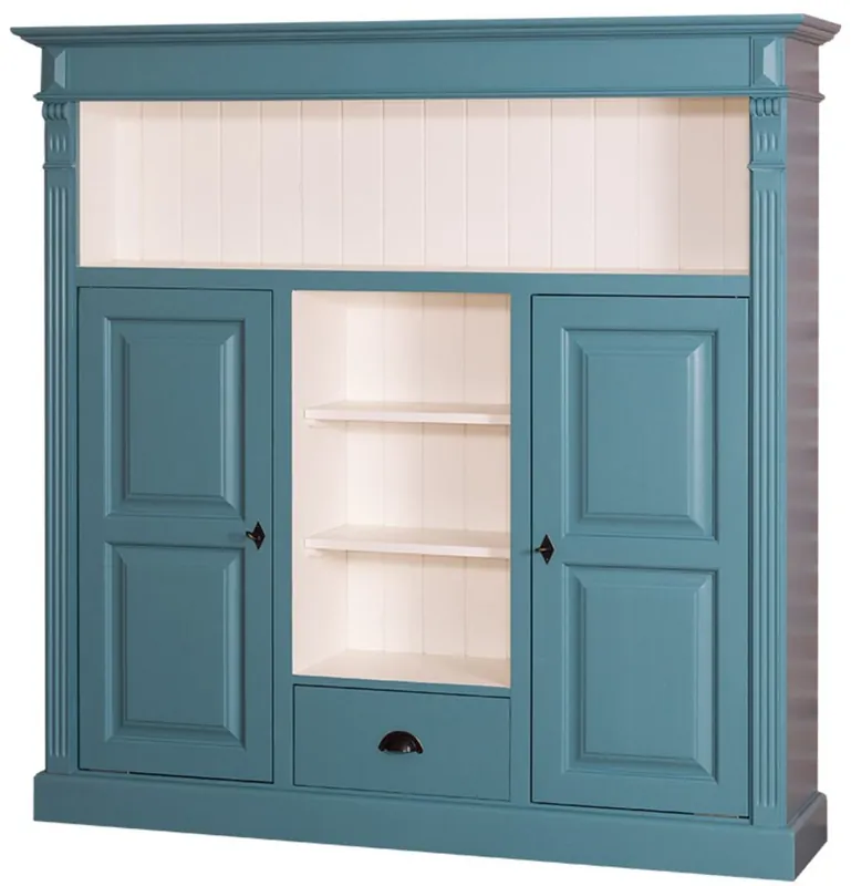 Meistverkauft Casa Padrino Landhausstil Bücherschrank Blaugrün / Weiß 60 x 36 x H. 100 cm - Massivholz Schrank mit 2 Türen und Schublade - Wohnzimmerschrank - Landhausstil Möbel