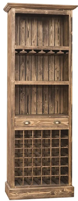 Begrenztes Angebot Casa Padrino Landhausstil Weinschrank Braun 78 x 41 x H. 210 cm - Massivholz Barschrank - Barmöbel im Landhausstil