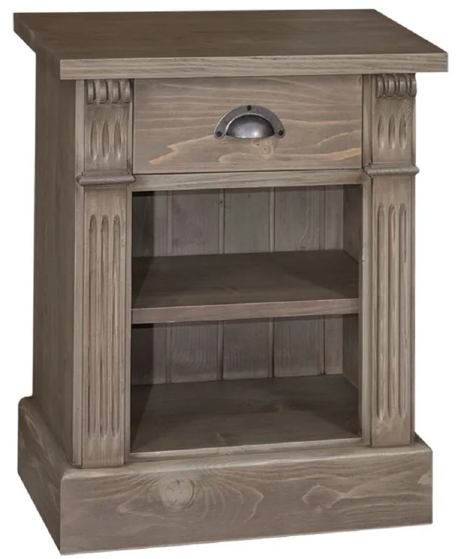 Expressversand Casa Padrino Landhausstil Nachttisch mit Schublade und Regal Braun 49 x 33 x H. 60 cm - Massivholz Nachtkommode - Nachtschrank - Landhausstil Schlafzimmermöbel