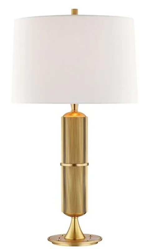 Bestseller Casa Padrino Luxus Tischleuchte Antik Messing / Weiß Ø 38 x H. 71 cm - Tischlampe mit rundem Leinen Lampenschirm