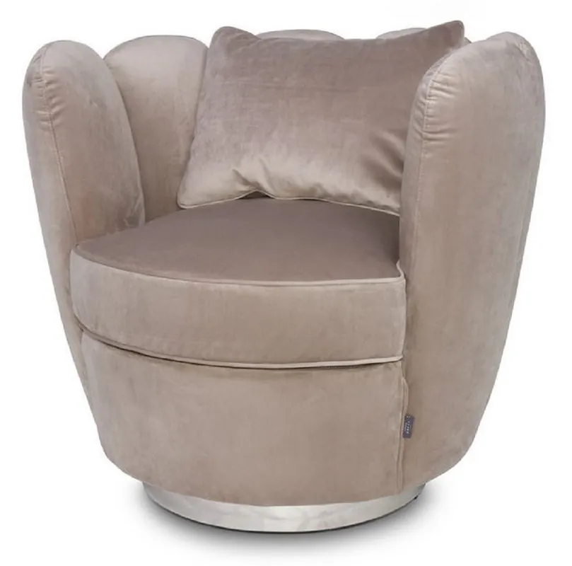 Finale Aktion Casa Padrino Designer Samt Sessel Champagnerfarben 85 x 77 x H. 75 cm - Designer Wohnzimmer Möbel - Luxus Kollektion