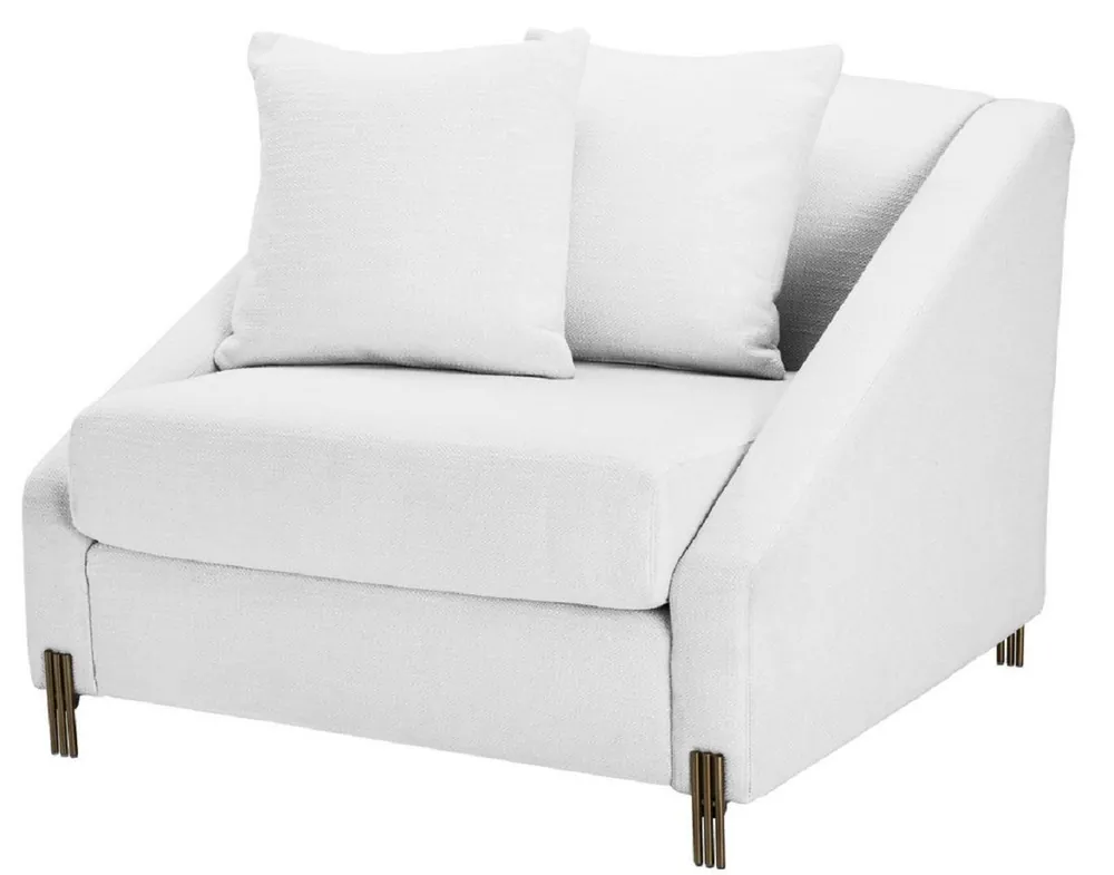 Finale Aktion Casa Padrino Luxus Sessel Weiß / Messingfarben 88 x 94 x H. 73 cm - Wohnzimmer Sessel mit 2 Kissen - Luxus Möbel