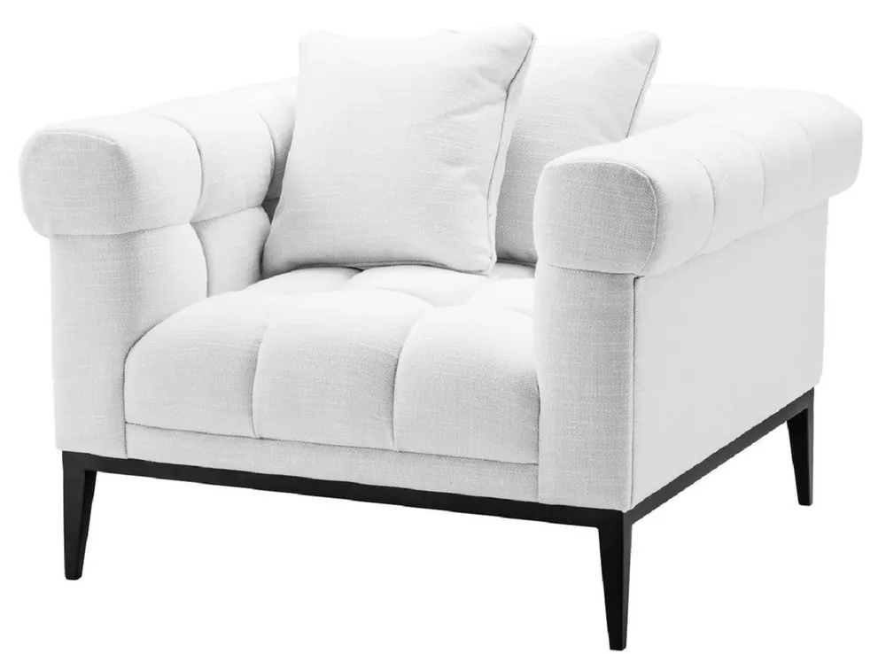 Top-Preis Casa Padrino Luxus Sessel Weiß / Schwarz 102 x 98 x H. 69 cm - Wohnzimmer Sessel mit 2 Kissen - Wohnzimmer Möbel - Luxus Möbel