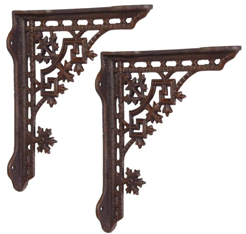 Letzte Chance Casa Padrino Jugendstil Gusseisen Wandhalter Set Braun H. 26,5 cm - Barock & Jugendstil Wanddeko