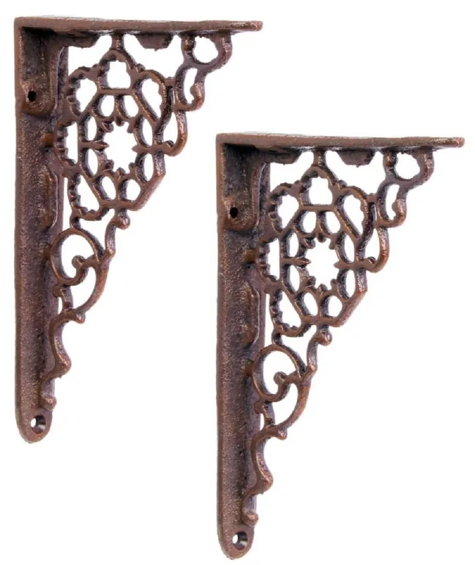 Casa Padrino Jugendstil Gusseisen Wandhalter Set Braun H. 16,5 cm - Wanddeko - Deko Accessoires Neu Im Sortiment