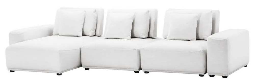 Casa Padrino Luxus Wohnlandschaft Weiß / Schwarz 340 x 159 x H. 83 cm - Wohnzimmer Sofa mit 6 Kissen - Luxus Qualität Neuheit