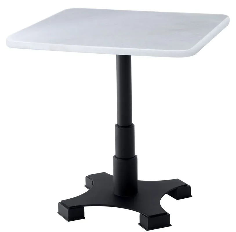 Casa Padrino Luxus Esstisch Weiß / Schwarz 75 x 75 x H. 75 cm - Küchentisch mit quadratischer Marmorplatte - Esszimmer Möbel Mega-Angebot