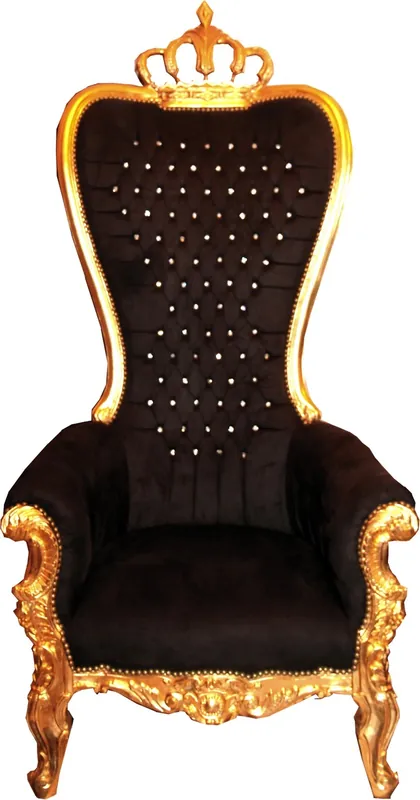 Majestätischer Harald Glööckler Luxus Barock Thron Sessel Pompöös by Casa Padrino Schwarz / Gold Zertifiziert
