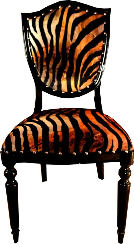 Casa Padrino Art Deco Luxus Esszimmer Stuhl Leopard / Schwarz - Luxus Hotel Möbel Neue Ware