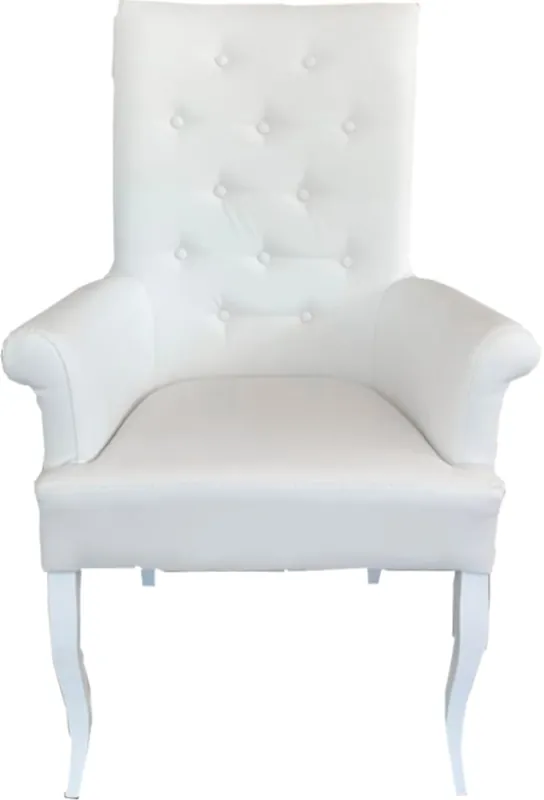 Schnäppchen Casa Padrino Chesterfield Neo Barock Esszimmer Stuhl Weiß / Weiß Kunstleder mit Armlehnen - Barock Möbel