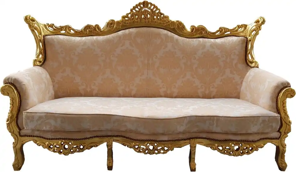 Super-Preis Casa Padrino Barock 3er Sofa Creme Muster / Gold - Wohnzimmer Möbel Lounge Couch