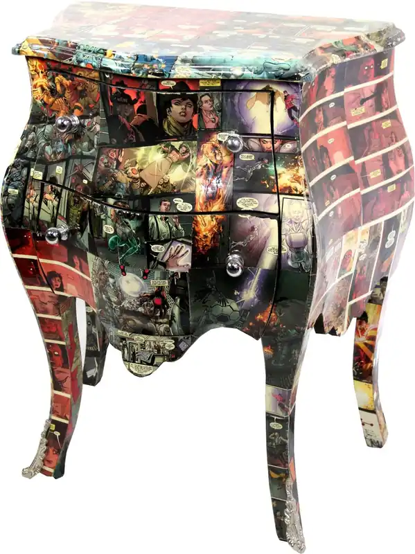 Sofort Bestellen Casa Padrino Barock Kommode Comic Design 63 cm x H 75 cm Mod2 - Handgefertigtes Unikat - Limited Edition