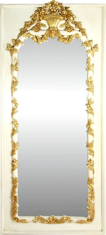 Highlight Casa Padrino Barock Wandspiegel Creme / Gold Antik Stil 85 x H. 190 cm - Prunkvoller Barock Spiegel mit wunderschönen Verzierungen