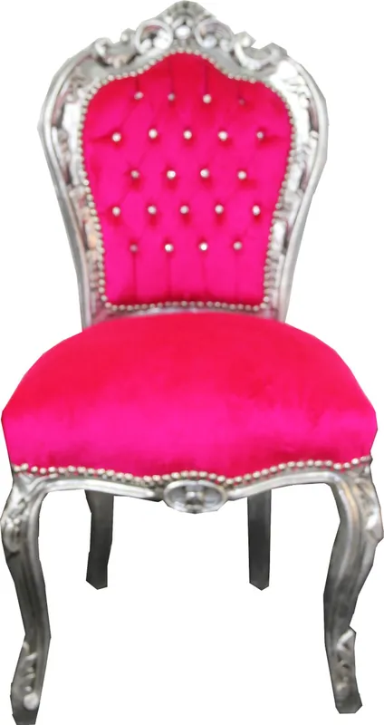 Angebot Casa Padrino Barock Esszimmer Stuhl Pink / Silber mit Bling Bling Glitzersteinen - Möbel Barock Stühle